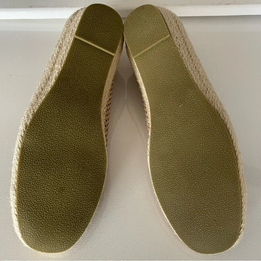 David Tate Ballet Flat Laser Cut‎ Leather Espadrilles Wedge Tan Sz 8